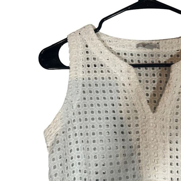 Halogen White Netted Cotton Knit Sleeveless Peplum Style Blouse Women Sz XS - Picture 3 of 9
